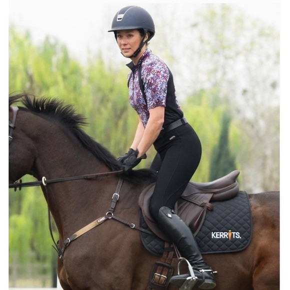 Kerrits Pants - Kerrits Equestrian Knee Patch Riding Breeches Tights Womens Size L Black Horse